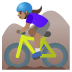 🚵🏽‍♀️ woman mountain biking: medium skin tone display on Google